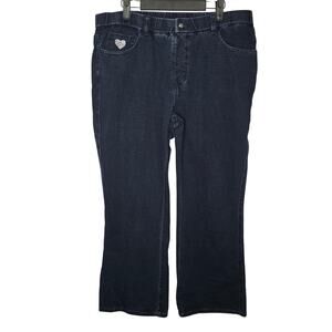 Quacker Factory Rhinestones Pull-On Soft Blue Denim Jeans Pants Large Short NWT